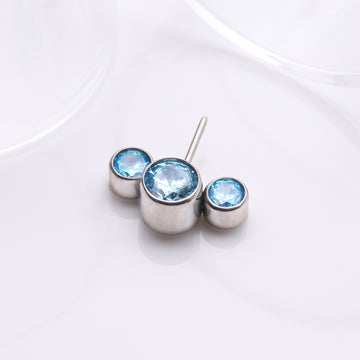 Detail View 1 of Implant Grade Titanium OneFit Threadless Triple Bubble Sparkle Front Facing Top Part-Aqua